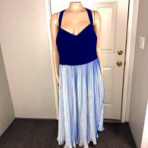 Modcloth Womens Dress 2X Striped Polyester Party Pleated Strapless Summer OO5